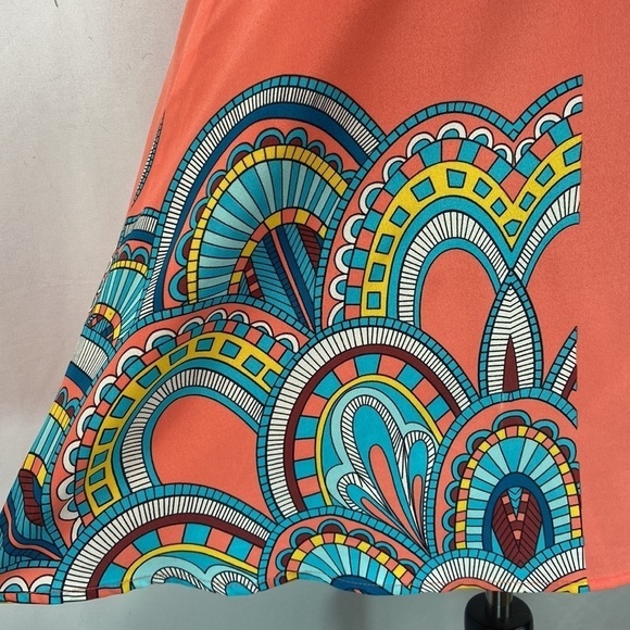 Hot & Delicious Coral Sheer Dress with Pattern - Picture 5 of 7